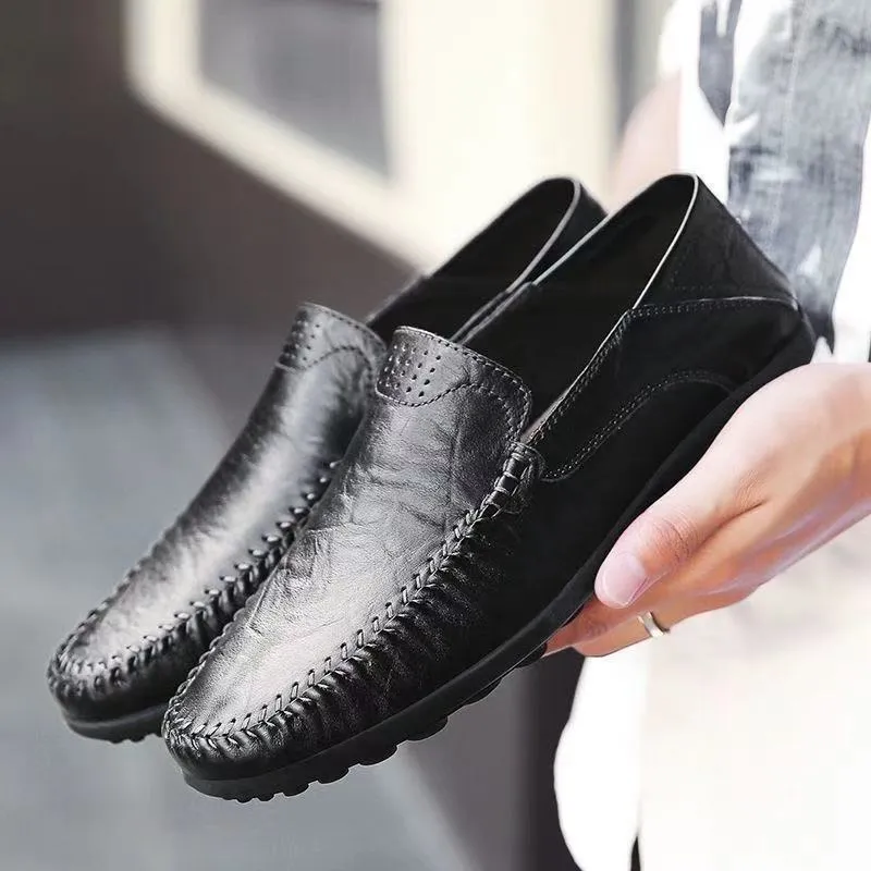 Men's Leather Loafers Slip-On Driving Shoes - Breathable Low-Top Casual Business Shoes - Soft Leather Soft Sole Comfortable Everyday Wear thumbnail 6