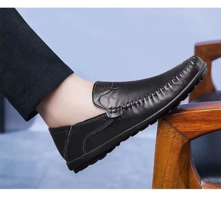 Men's Leather Loafers Slip-On Driving Shoes - Breathable Low-Top Casual Business Shoes - Soft Leather Soft Sole Comfortable Everyday Wear showcase 12