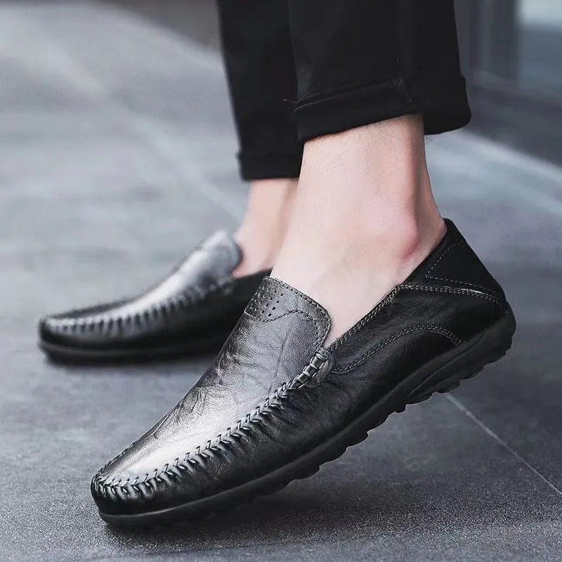 Men's Leather Loafers Slip-On Driving Shoes - Breathable Low-Top Casual Business Shoes - Soft Leather Soft Sole Comfortable Everyday Wear thumbnail 3