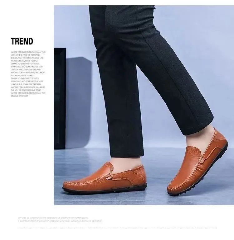 Men's Leather Loafers Slip-On Driving Shoes - Breathable Low-Top Casual Business Shoes - Soft Leather Soft Sole Comfortable Everyday Wear showcase 13