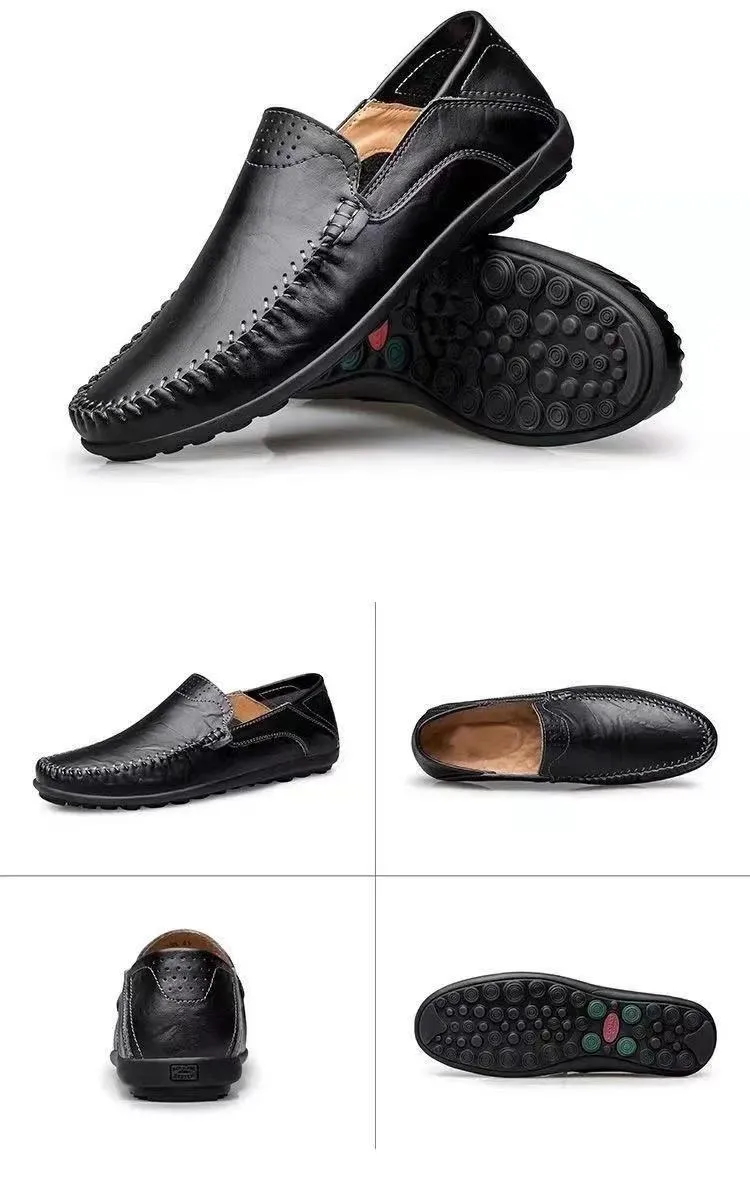 Men's Leather Loafers Slip-On Driving Shoes - Breathable Low-Top Casual Business Shoes - Soft Leather Soft Sole Comfortable Everyday Wear showcase 17