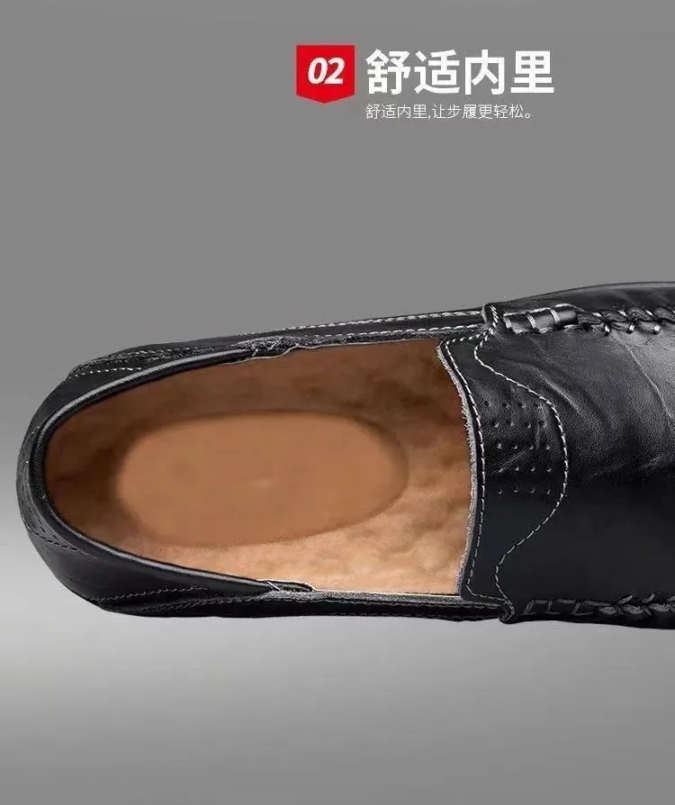 Men's Leather Loafers Slip-On Driving Shoes - Breathable Low-Top Casual Business Shoes - Soft Leather Soft Sole Comfortable Everyday Wear showcase 5