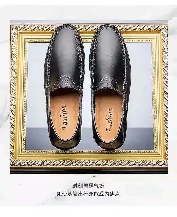 Men's Leather Loafers Slip-On Driving Shoes - Breathable Low-Top Casual Business Shoes - Soft Leather Soft Sole Comfortable Everyday Wear showcase 10