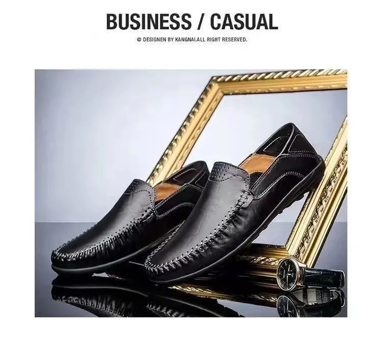 Men's Leather Loafers Slip-On Driving Shoes - Breathable Low-Top Casual Business Shoes - Soft Leather Soft Sole Comfortable Everyday Wear showcase 14