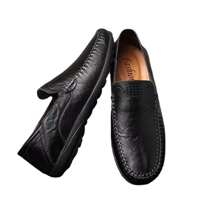 Men's Leather Loafers Slip-On Driving Shoes - Breathable Low-Top Casual Business Shoes - Soft Leather Soft Sole Comfortable Everyday Wear thumbnail 5