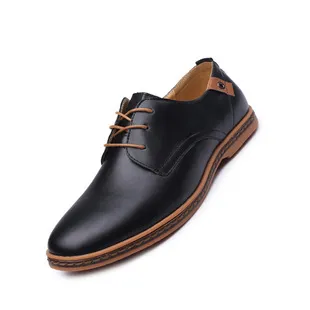 Men's Pointed Toe Leather Dress Shoes - Lace-Up Business Casual Footwear for All Seasons - Plus Size Available showcase 7