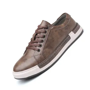 Men's Pointed Toe Leather Dress Shoes - Lace-Up Business Casual Footwear for All Seasons - Plus Size Available showcase 1