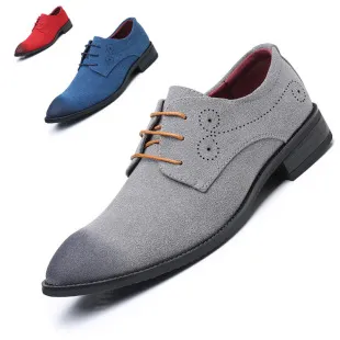 Men's Pointed Toe Leather Dress Shoes - Lace-Up Business Casual Footwear for All Seasons - Plus Size Available showcase 11