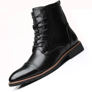 Men's Pointed Toe Leather Dress Shoes - Lace-Up Business Casual Footwear for All Seasons - Plus Size Available showcase 19
