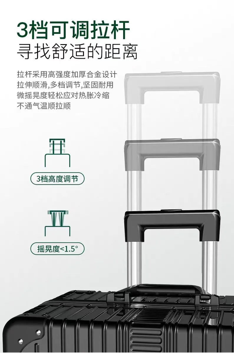 20-inch Large Capacity Luggage Suitcase with Password Lock, Aluminum Frame, Thickened Business Travel Rolling Case for Boarding showcase 11