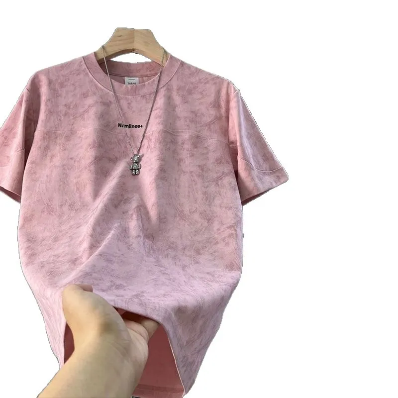 Men's Summer Short Sleeve T-Shirt - Trendy Tie-Dye Letter Print, High-End Casual Top for Youth - Lightweight Breathable Cotton Blend thumbnail 5