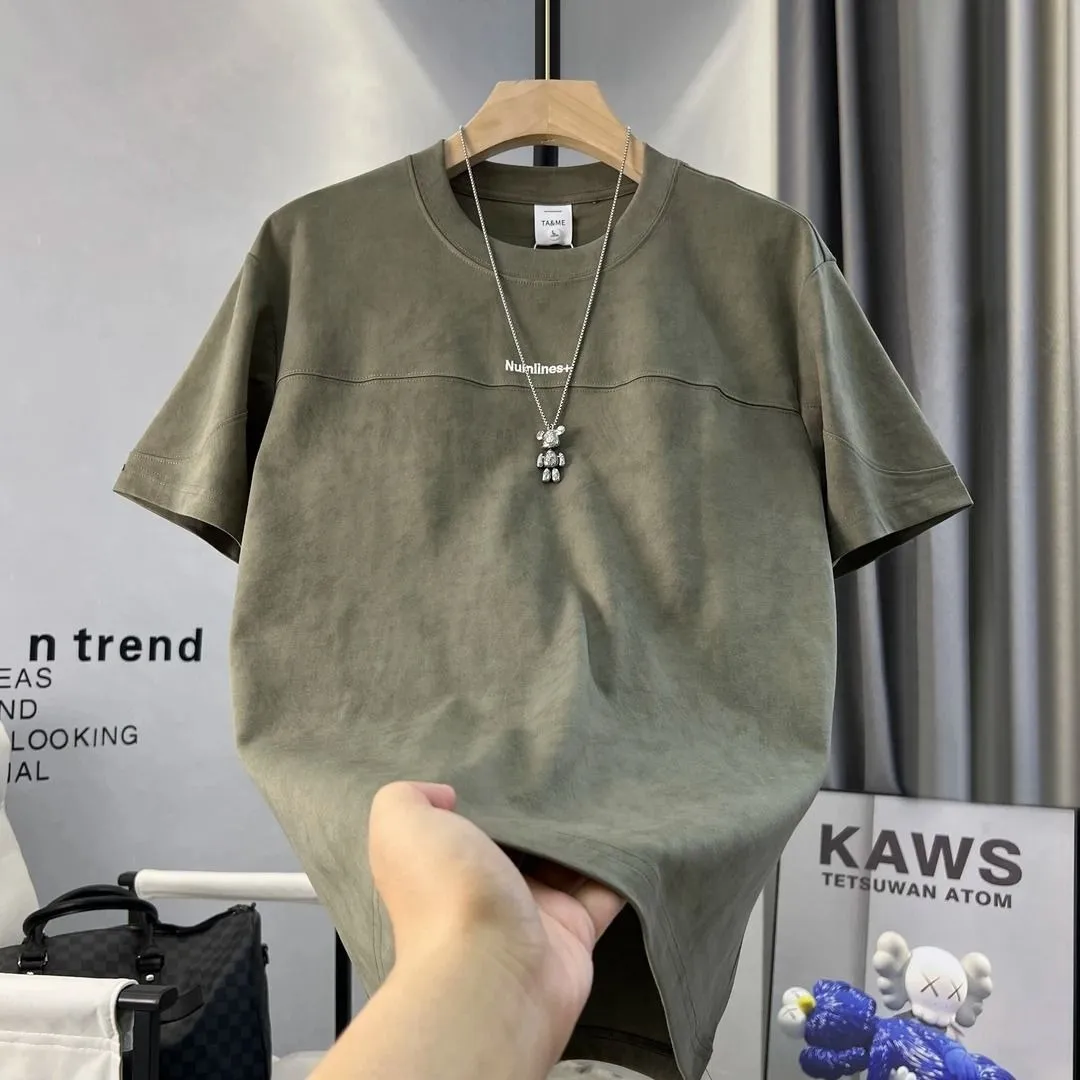 Men's Summer Short Sleeve T-Shirt - Trendy Tie-Dye Letter Print, High-End Casual Top for Youth - Lightweight Breathable Cotton Blend thumbnail 3