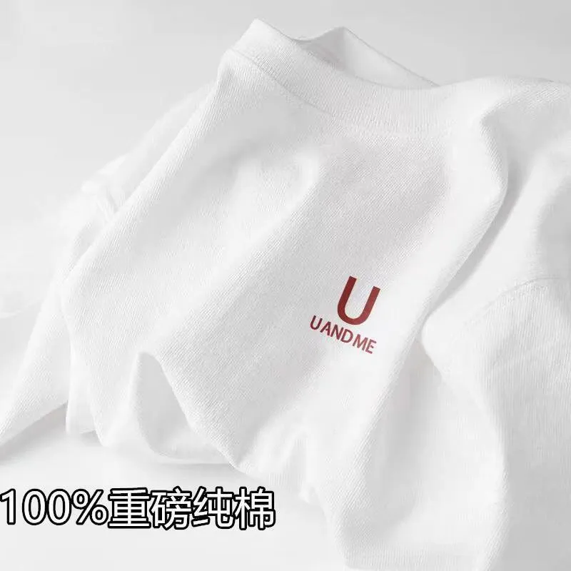 Couple's Matching T-Shirts: Summer Cotton Short Sleeve Tees for Men and Women, Loose Fit, Casual Trendy Tops showcase 12