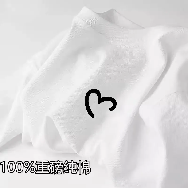Couple's Matching T-Shirts: Summer Cotton Short Sleeve Tees for Men and Women, Loose Fit, Casual Trendy Tops showcase 19