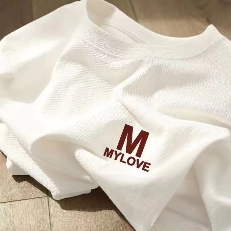 Couple's Matching T-Shirts: Summer Cotton Short Sleeve Tees for Men and Women, Loose Fit, Casual Trendy Tops showcase 10