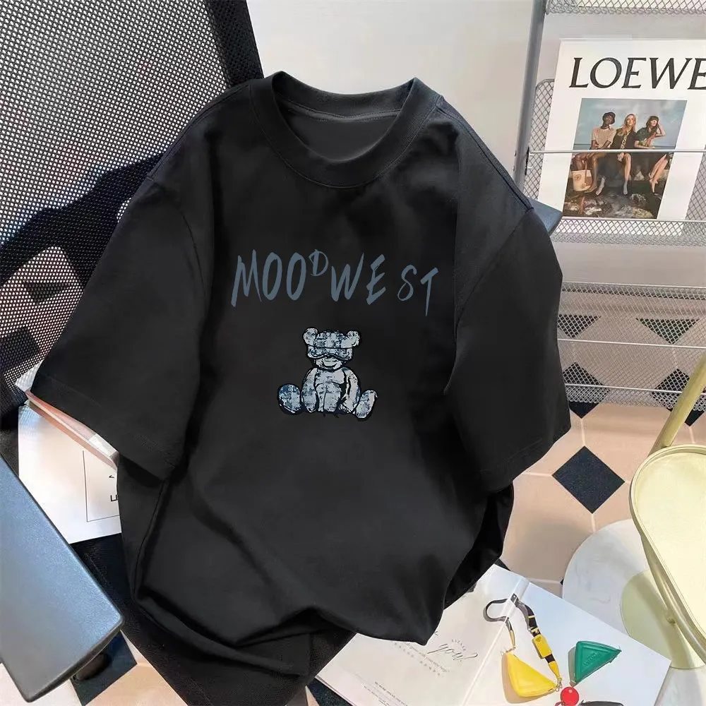 Men's Summer Short Sleeve T-Shirt with Bear Print - Casual Loose Fit Graphic Tee Top for Men and Teens thumbnail 6