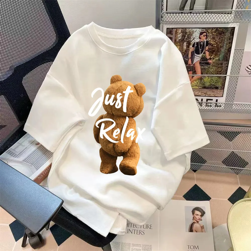 Men's Summer Short Sleeve T-Shirt with Bear Print - Casual Loose Fit Graphic Tee Top for Men and Teens showcase 3