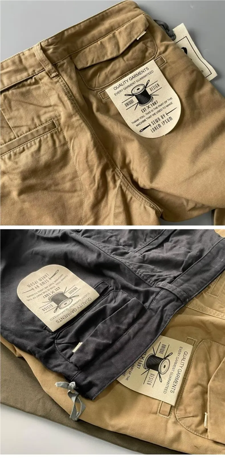 Men's Heavyweight Cotton Cargo Pants, Vintage Washed Multi-Pocket Relaxed Fit Straight Leg Work Trousers for Casual Wear showcase 6