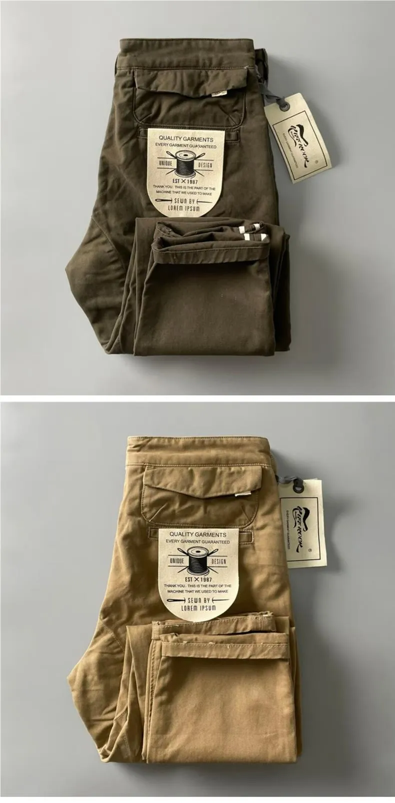 Men's Heavyweight Cotton Cargo Pants, Vintage Washed Multi-Pocket Relaxed Fit Straight Leg Work Trousers for Casual Wear showcase 7