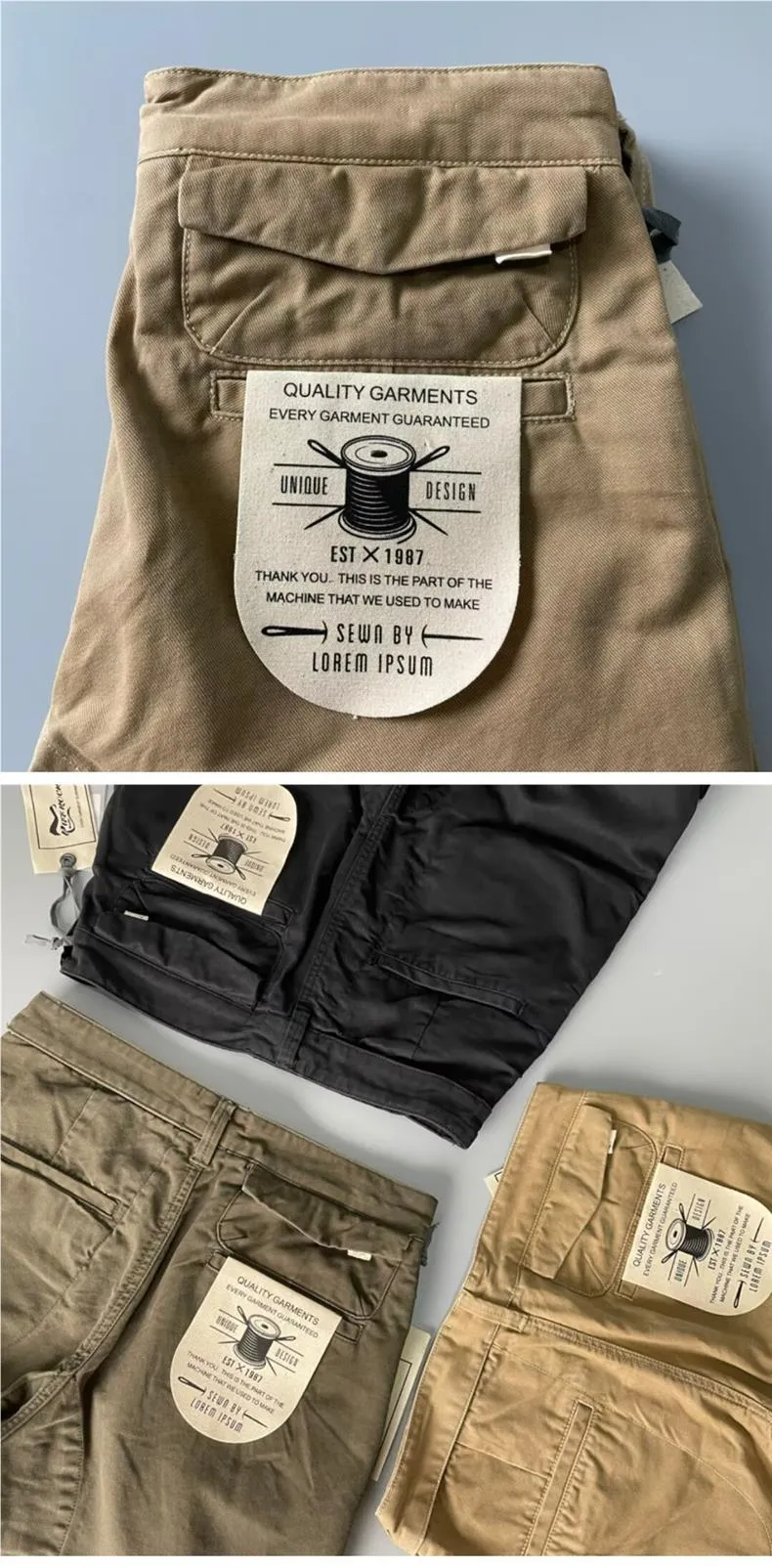 Men's Heavyweight Cotton Cargo Pants, Vintage Washed Multi-Pocket Relaxed Fit Straight Leg Work Trousers for Casual Wear showcase 3