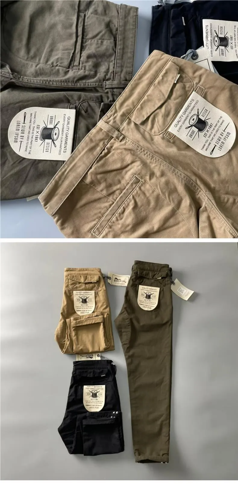 Men's Heavyweight Cotton Cargo Pants, Vintage Washed Multi-Pocket Relaxed Fit Straight Leg Work Trousers for Casual Wear showcase 2