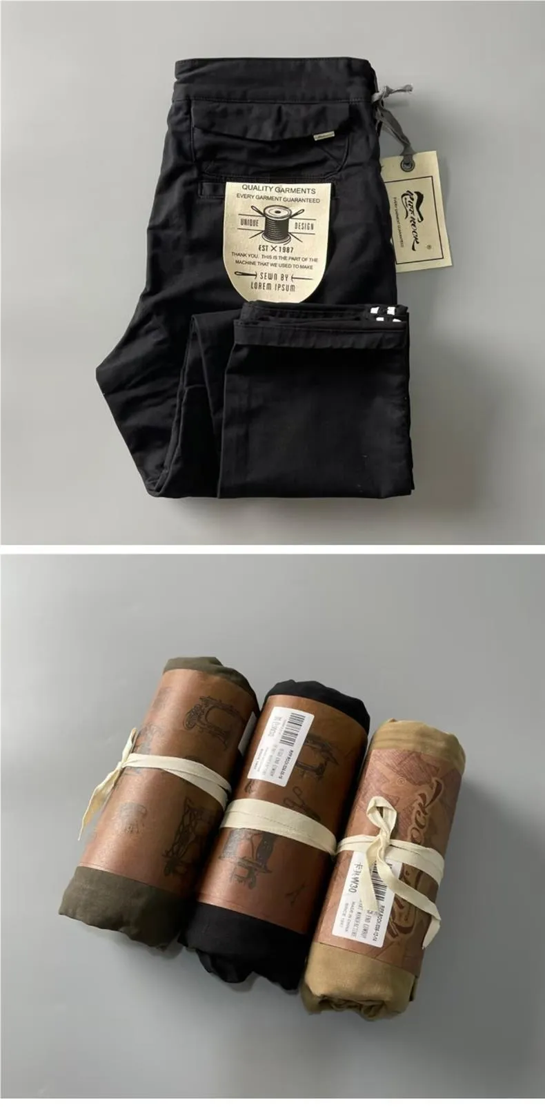 Men's Heavyweight Cotton Cargo Pants, Vintage Washed Multi-Pocket Relaxed Fit Straight Leg Work Trousers for Casual Wear showcase 8