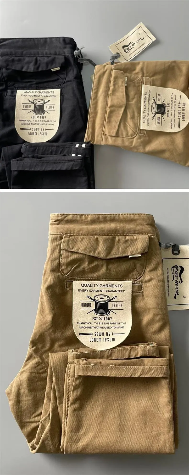 Men's Heavyweight Cotton Cargo Pants, Vintage Washed Multi-Pocket Relaxed Fit Straight Leg Work Trousers for Casual Wear showcase 16