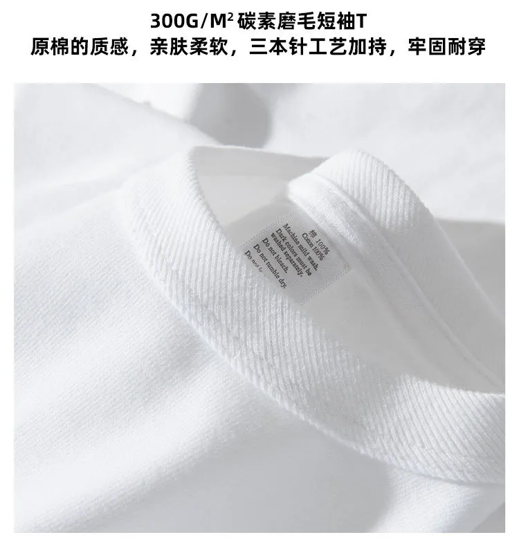 Men's Heavyweight Cotton Long Sleeve T-Shirt - 300g Black and White Crew Neck Casual Basic Tee for Spring/Autumn showcase 7