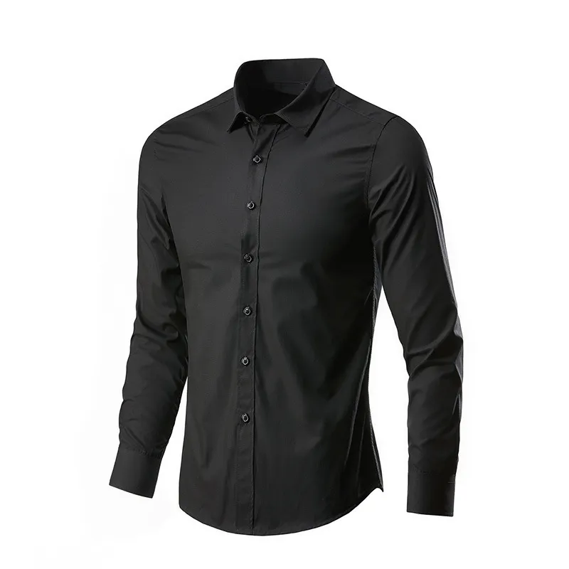 Men's White Long Sleeve Dress Shirt - Non-Iron Slim Fit Business Casual Korean Style Professional Work Shirt for Men thumbnail 4