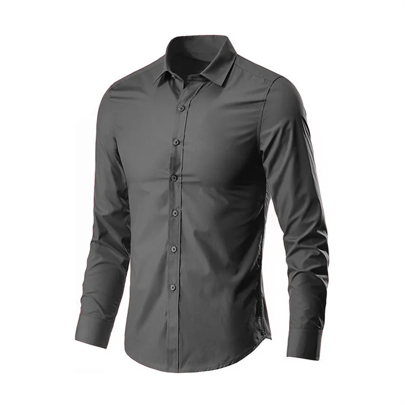 Men's White Long Sleeve Dress Shirt - Non-Iron Slim Fit Business Casual Korean Style Professional Work Shirt for Men showcase 10