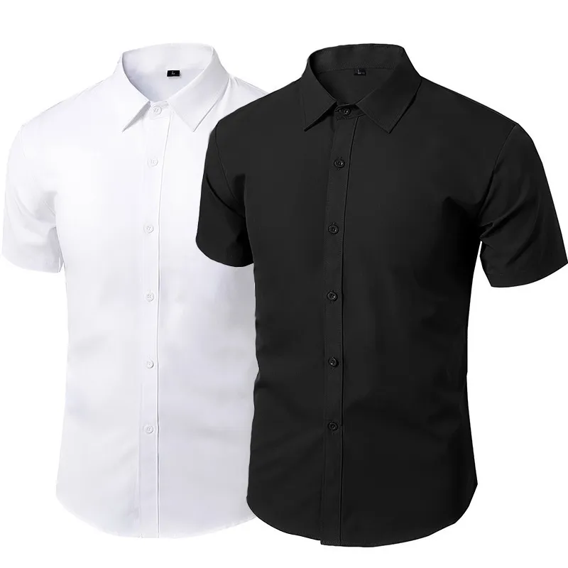 Men's White Long Sleeve Dress Shirt - Non-Iron Slim Fit Business Casual Korean Style Professional Work Shirt for Men thumbnail 3