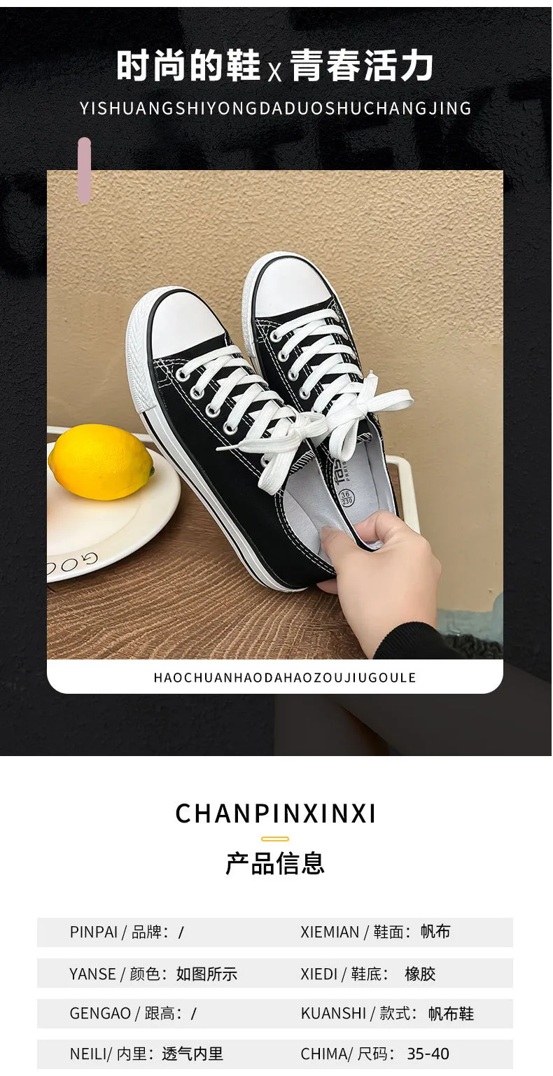 Women's Canvas Sneakers 2025 Spring Autumn Classic Korean Style White Shoes Student Casual Sneakers Couple Style Men's Shoes Wholesale showcase 3