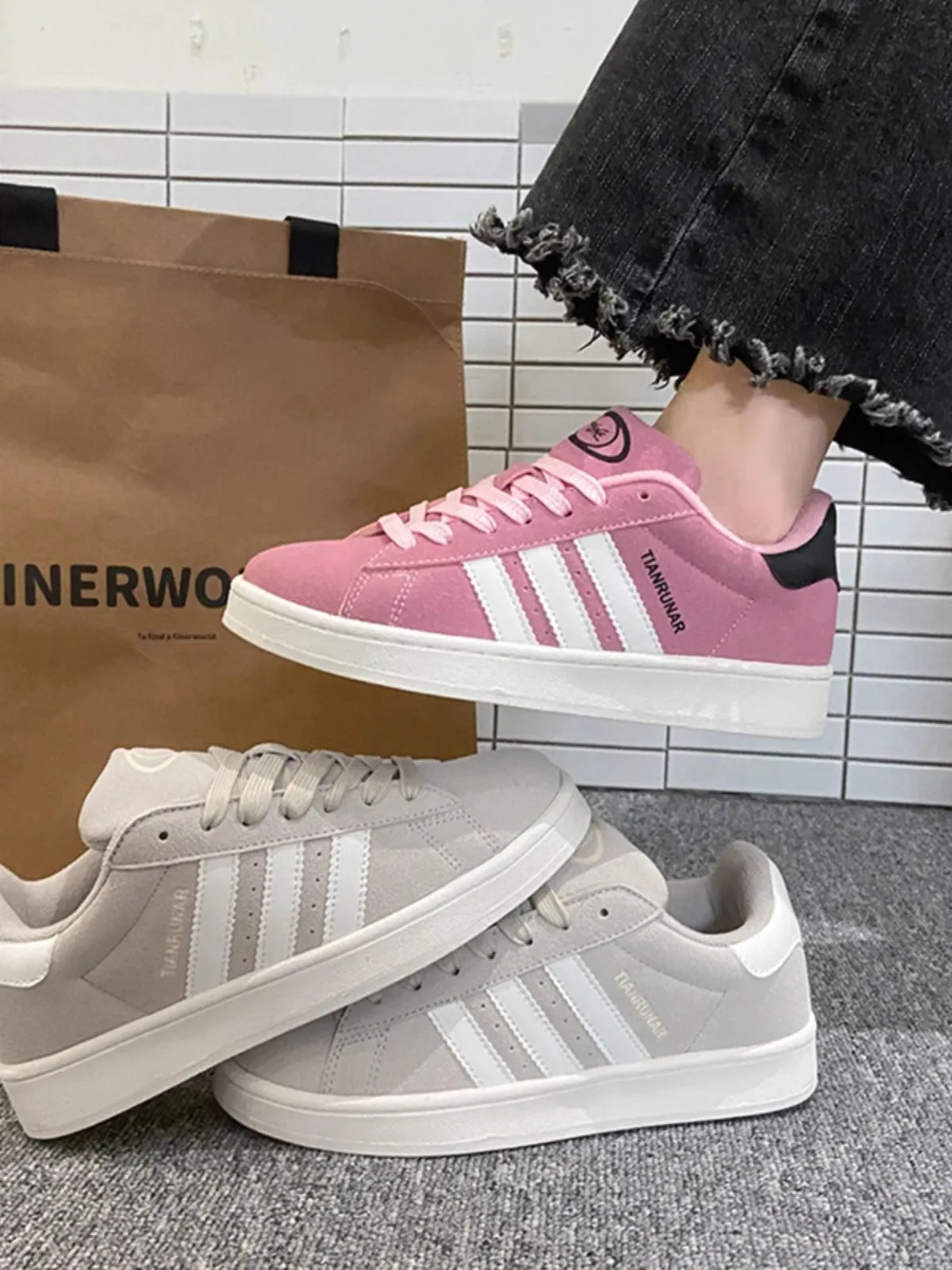 Women's Pink Bread Sneakers - 2025 Trendy Casual Student Shoes - Breathable, Easy to Match Sports Sneakers for Girls and Young Women showcase 20
