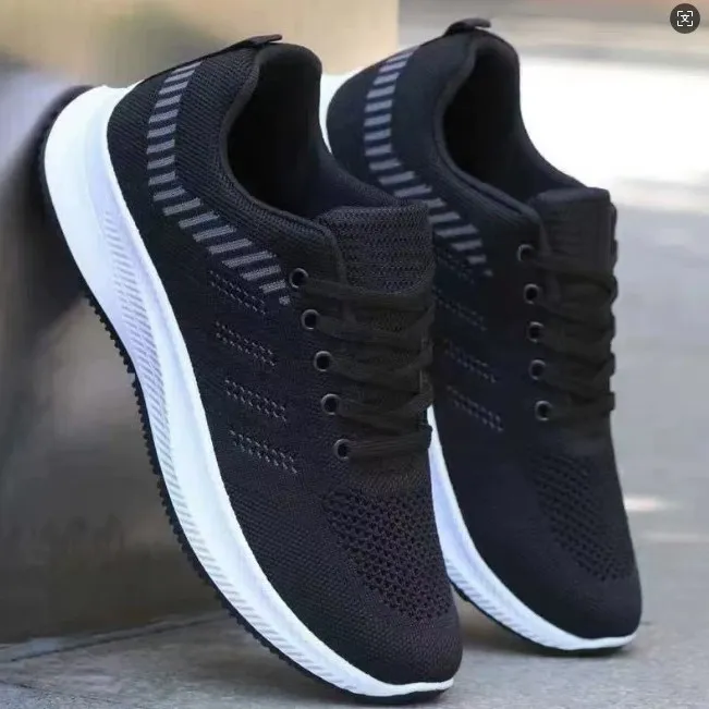Men's Mesh Breathable Casual Shoes - Spring Autumn Low-Top Korean Style Trendy Versatile Sports Running Shoes Fashion Fly-Knit Sneakers thumbnail 1
