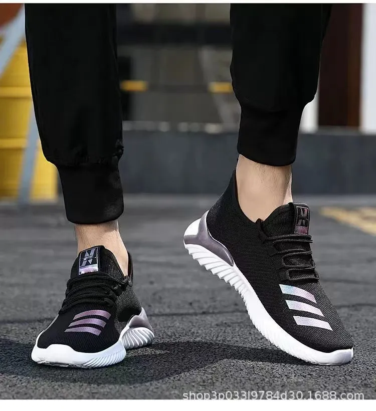 Men's Mesh Breathable Casual Shoes - Spring Autumn Low-Top Korean Style Trendy Versatile Sports Running Shoes Fashion Fly-Knit Sneakers showcase 3