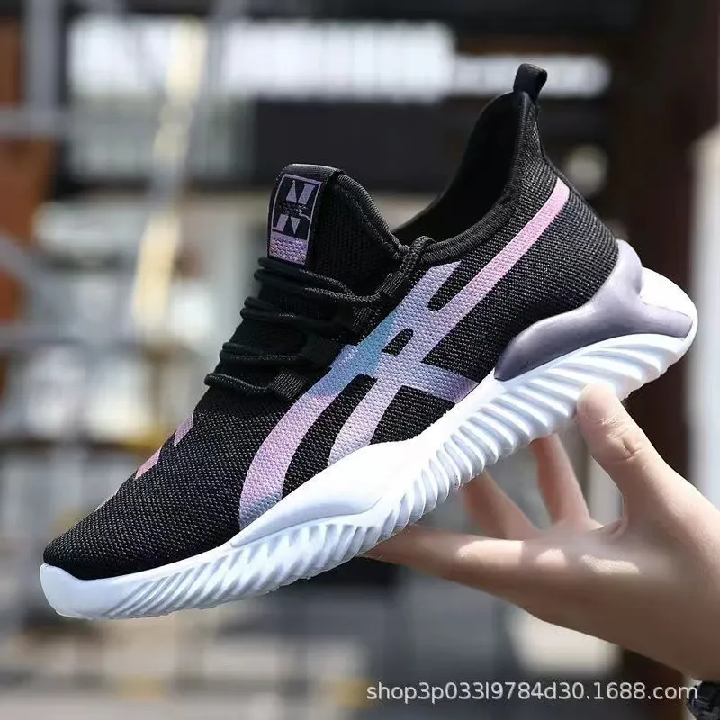 Men's Mesh Breathable Casual Shoes - Spring Autumn Low-Top Korean Style Trendy Versatile Sports Running Shoes Fashion Fly-Knit Sneakers showcase 1
