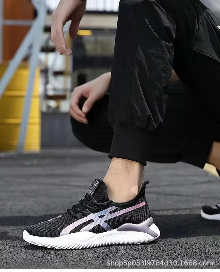 Men's Mesh Breathable Casual Shoes - Spring Autumn Low-Top Korean Style Trendy Versatile Sports Running Shoes Fashion Fly-Knit Sneakers showcase 2
