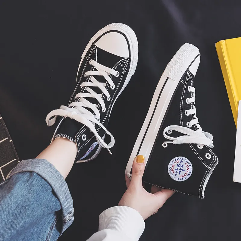 Women's High-Top Canvas Sneakers 2023 Spring Autumn Korean Style Fashion Harajuku Comfortable Board Shoes for Students Couples thumbnail 10