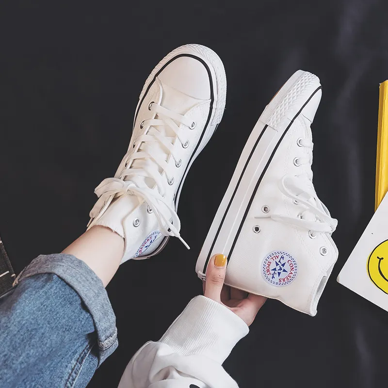 Women's High-Top Canvas Sneakers 2023 Spring Autumn Korean Style Fashion Harajuku Comfortable Board Shoes for Students Couples thumbnail 3
