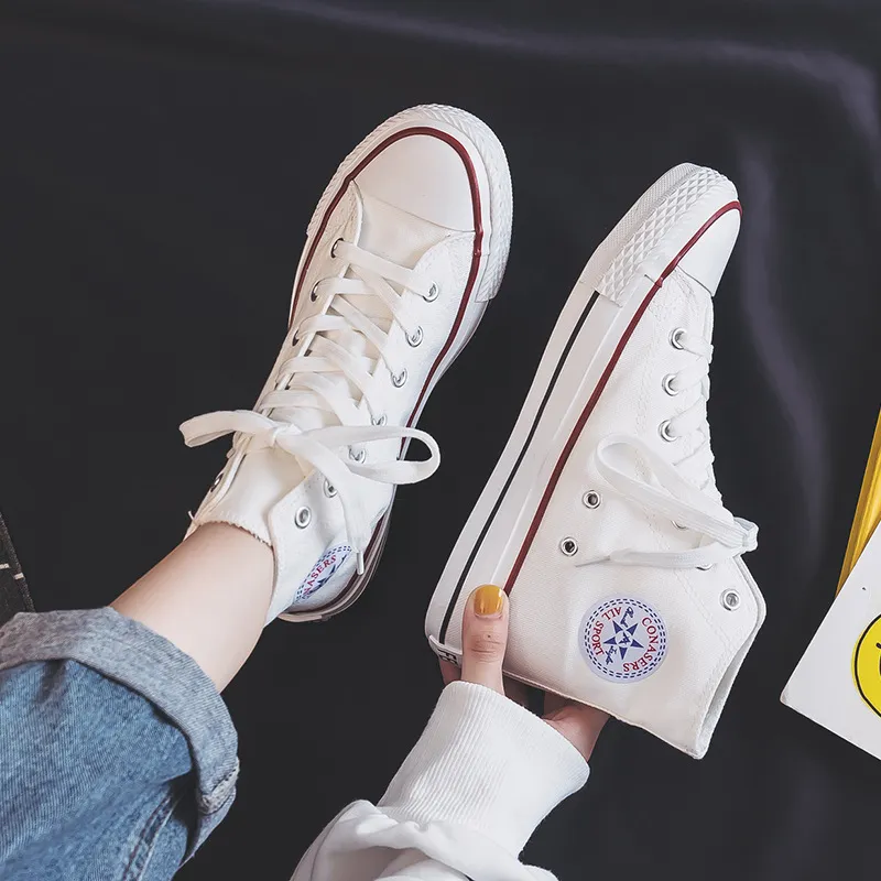 Women's High-Top Canvas Sneakers 2023 Spring Autumn Korean Style Fashion Harajuku Comfortable Board Shoes for Students Couples thumbnail 2