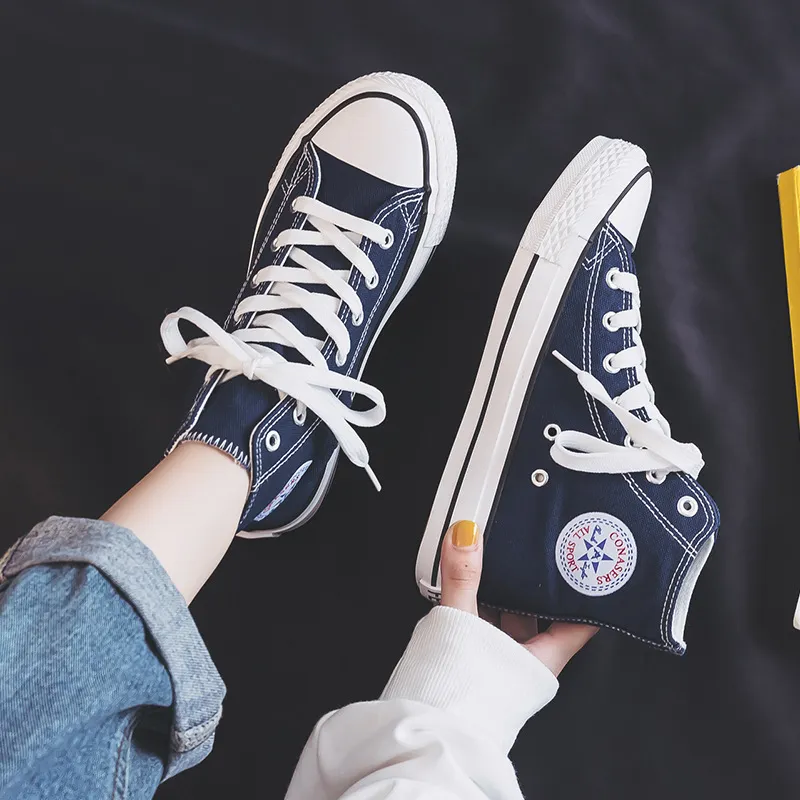 Women's High-Top Canvas Sneakers 2023 Spring Autumn Korean Style Fashion Harajuku Comfortable Board Shoes for Students Couples thumbnail 8