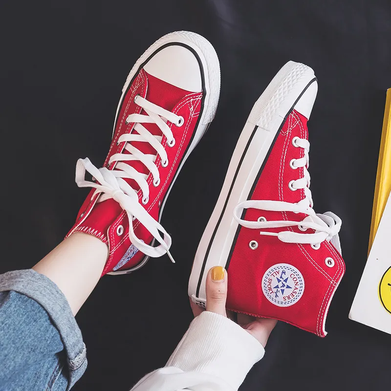 Women's High-Top Canvas Sneakers 2023 Spring Autumn Korean Style Fashion Harajuku Comfortable Board Shoes for Students Couples thumbnail 7
