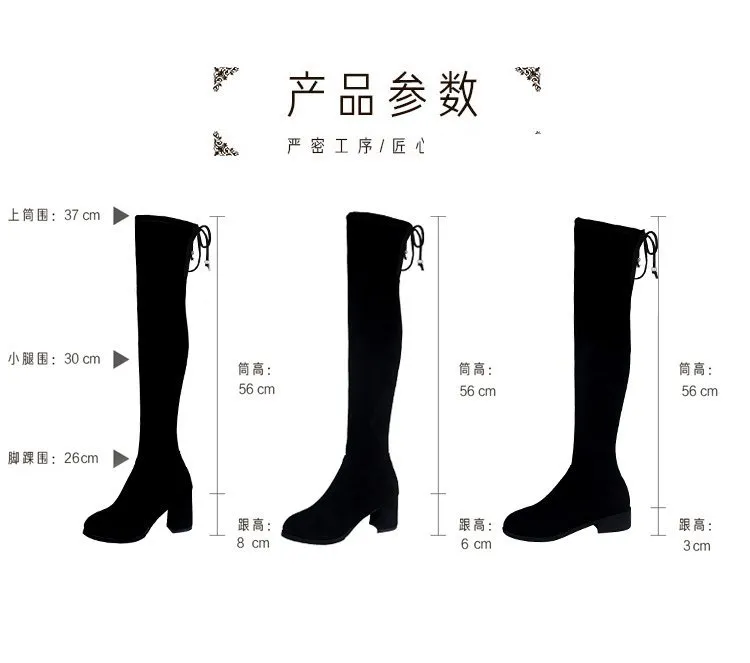 Women's Over-the-Knee High Heel Boots - Autumn Fashion Stretch Long Boots for Slimming Fit - Stylish Thick Heel Design showcase 5