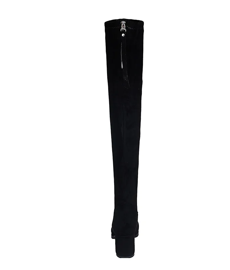 Women's Over-the-Knee High Heel Boots - Autumn Fashion Stretch Long Boots for Slimming Fit - Stylish Thick Heel Design showcase 3