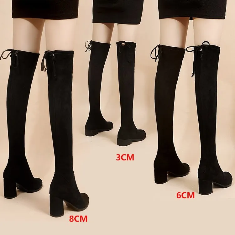 Women's Over-the-Knee High Heel Boots - Autumn Fashion Stretch Long Boots for Slimming Fit - Stylish Thick Heel Design showcase 16