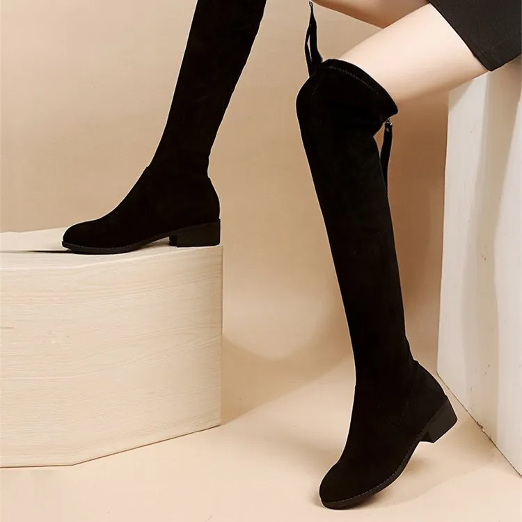 Women's Over-the-Knee High Heel Boots - Autumn Fashion Stretch Long Boots for Slimming Fit - Stylish Thick Heel Design thumbnail 10