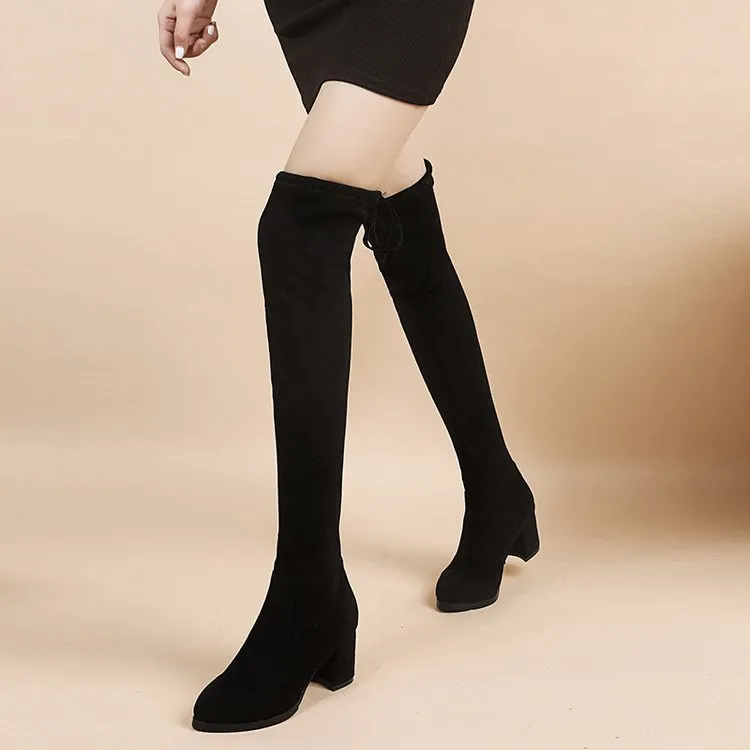 Women's Over-the-Knee High Heel Boots - Autumn Fashion Stretch Long Boots for Slimming Fit - Stylish Thick Heel Design showcase 15
