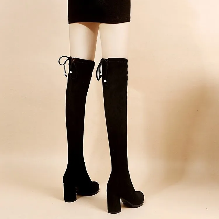 Women's Over-the-Knee High Heel Boots - Autumn Fashion Stretch Long Boots for Slimming Fit - Stylish Thick Heel Design showcase 8