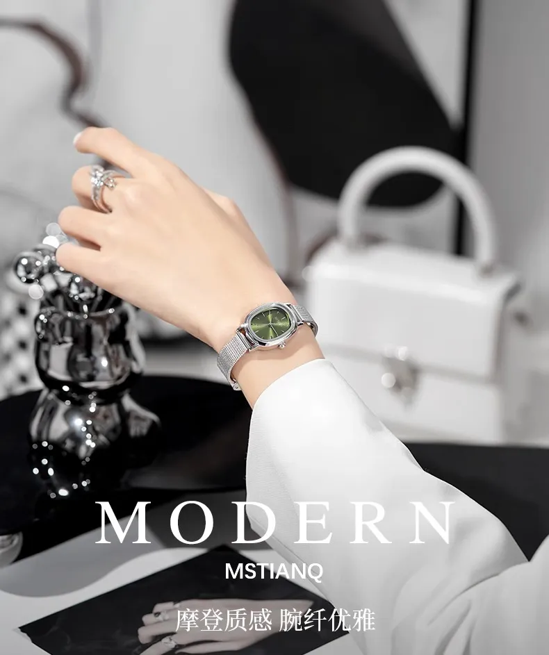 Elegant Oval Women's Watch Retro Style | Exquisite Small Dial Wristwatch for Students & Ladies | Simple Luxury Niche Pointer Design | Fashionable Timepiece showcase 1