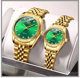 Women's Quartz Wrist Watch Waterproof Couple Watches Set, Fashion Explosion Style, Stainless Steel Band, Casual Dress Watch for Ladies and Men showcase 3